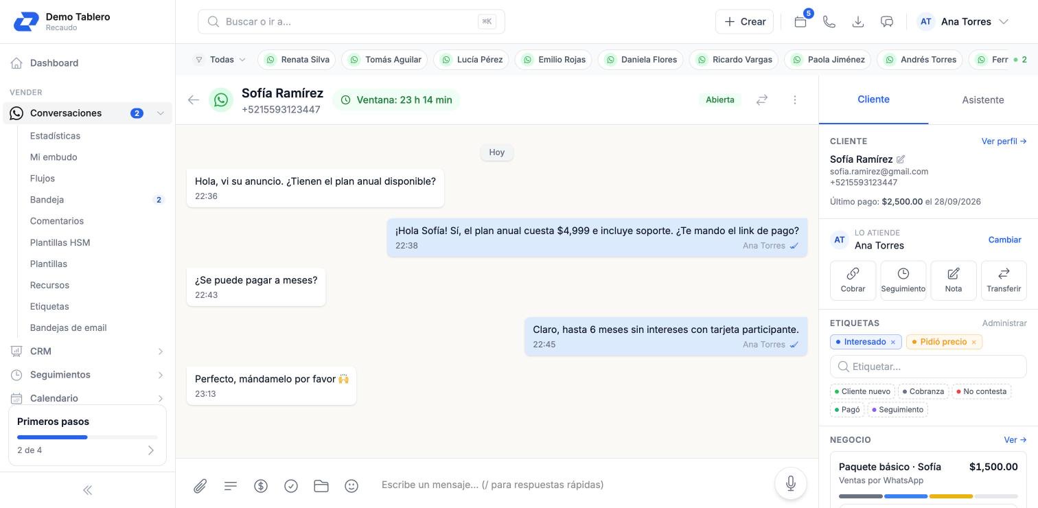 Open chat with the customer panel on the right