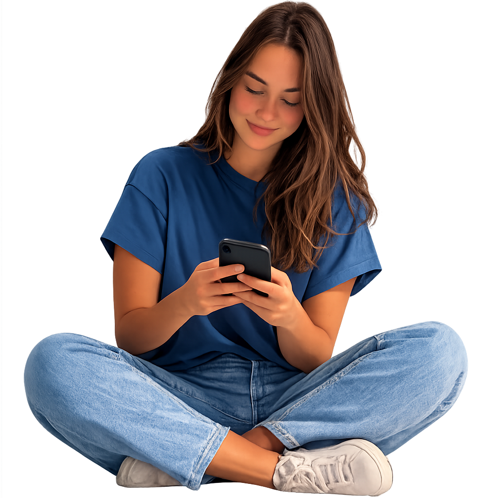 Usuaria gestionando su negocio desde el celular